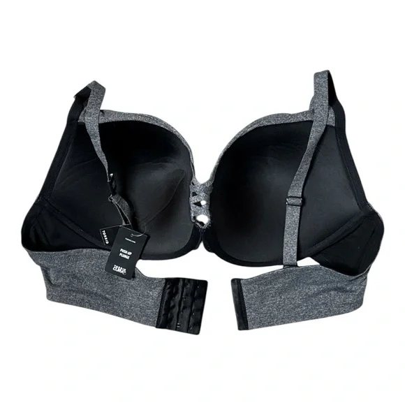 TORRID CURVE XO PUSH UP PLUNGE BRA 46DD CHARCOAL LACE UP SEXY SUPPORT **NWT** - Picture 4 of 10